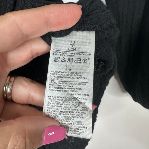 2/$30 Old Navy Shirred Double-Weave Blouse Lost At Sea Navy XS #A1633 - Picture 7 of 8